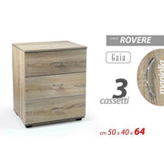 Trade Shop - Mobile Cassettiera Gaia Legno Rovere 3 Cassetti 50x40x64cm Design Moderno 769474 -