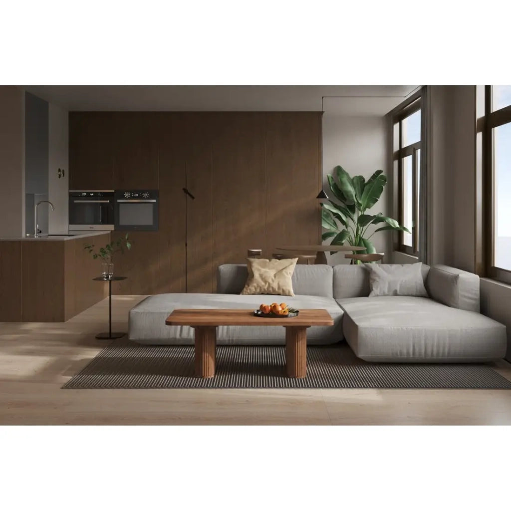 Tavolino basso TALVORA – Legno massello di mango – Tavolino rettangolare 120x60 cm – Design grezzo e naturale