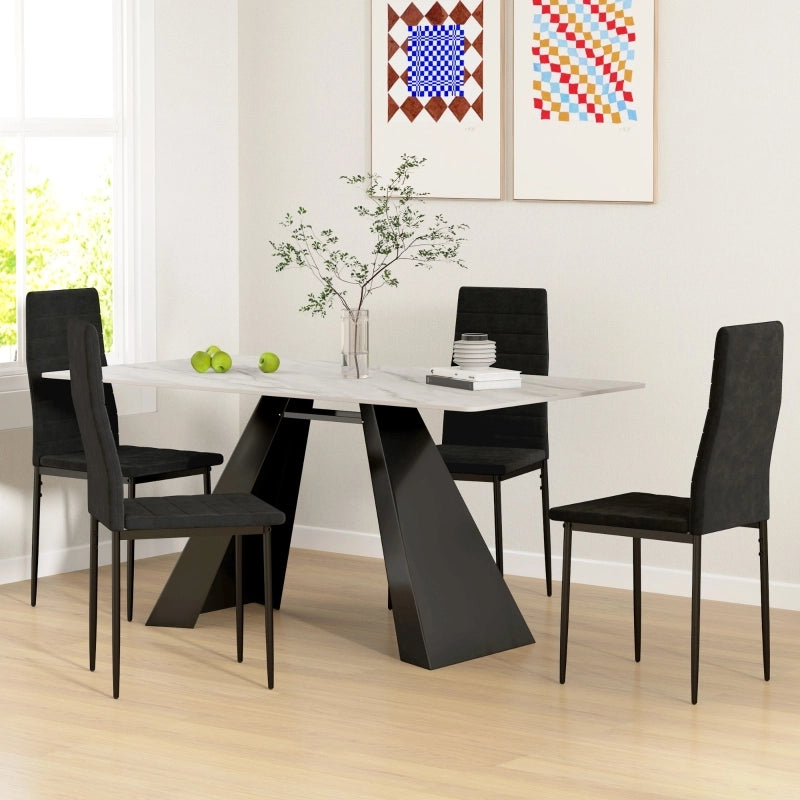 Sedie da pranzo set da 4 senza braccioli con schienale alto ergonomico design salvaspazio in metallo nero