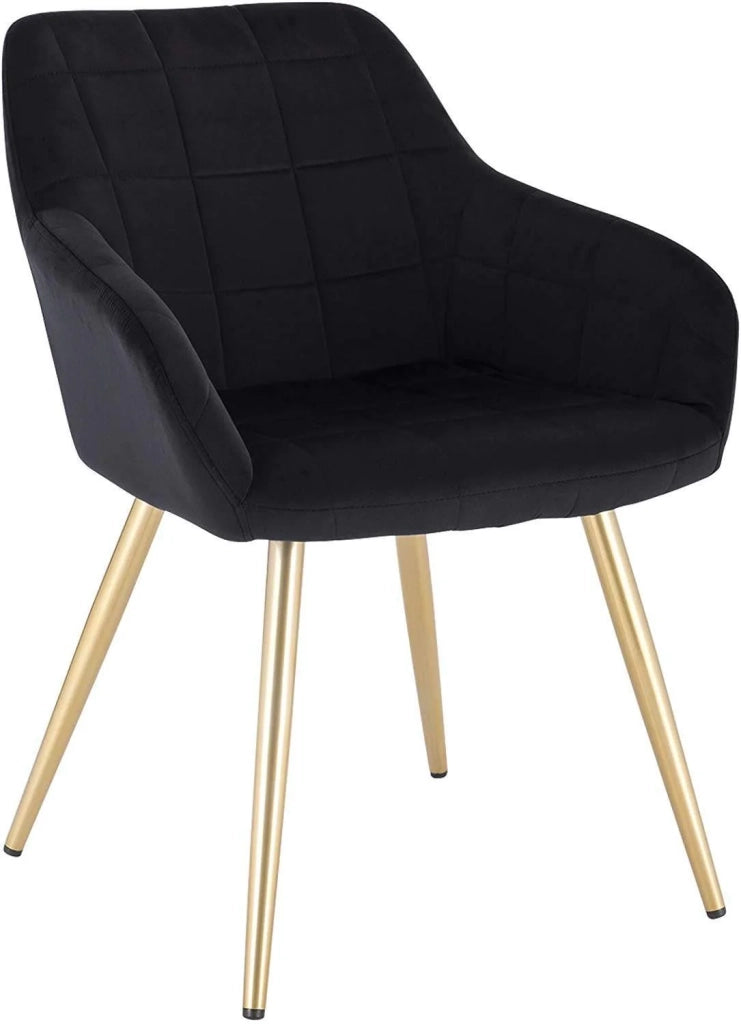 Sedia da pranzo in velluto con gambe oro nero 19_0000360