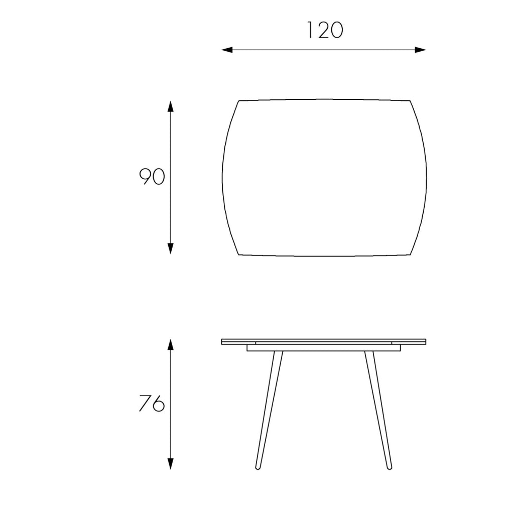 Tavolo allungabile con top in vetro temperato bianco 120/180x90h cm
