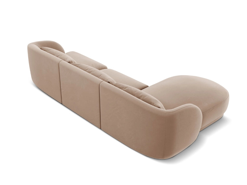 Cosmopolitan Design - Divano angolare sinistro "Tulum" 4 posti in velluto beige 