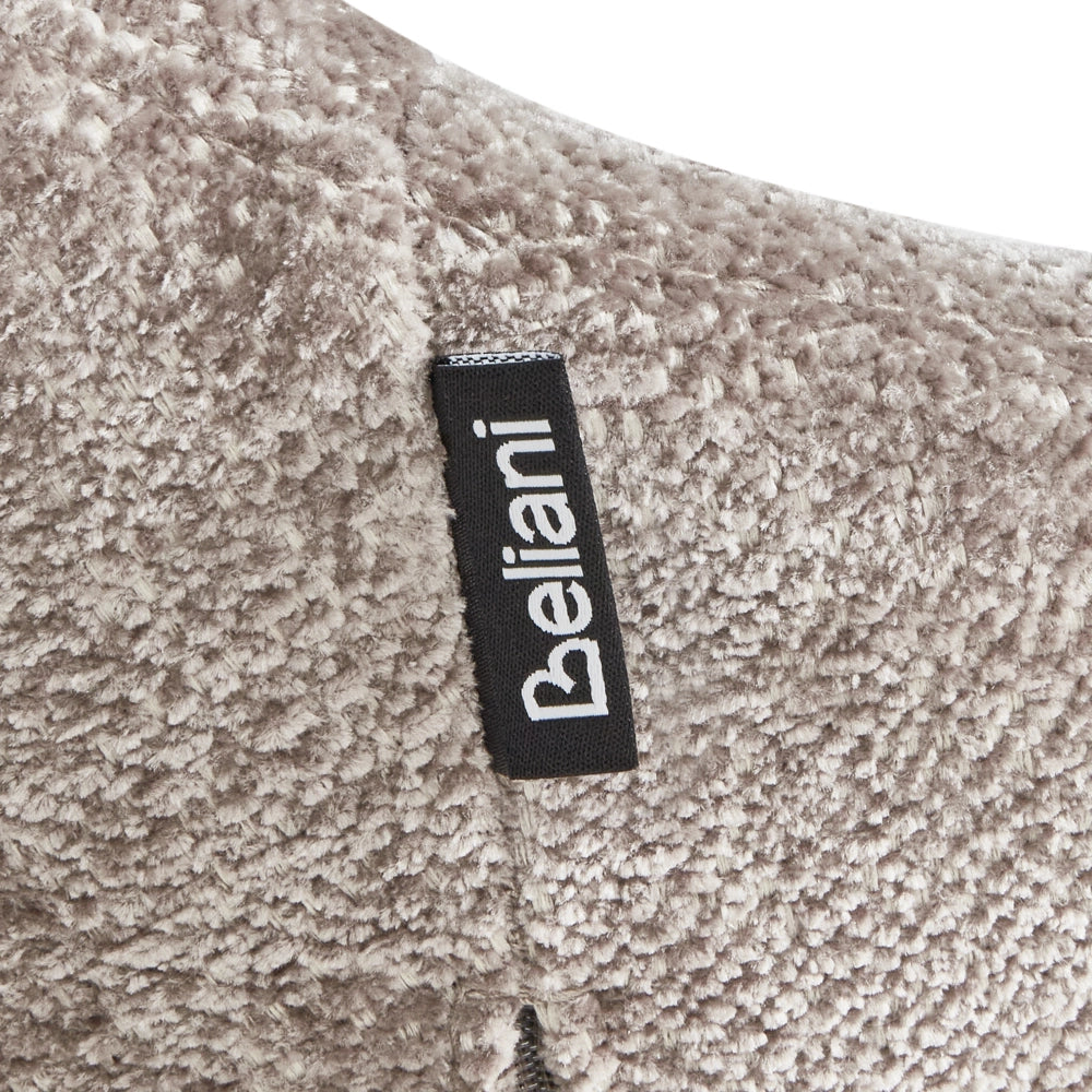 Sedia a dondolo in tessuto tortora gambe in legno e metallo pattini design moderno soggiorno