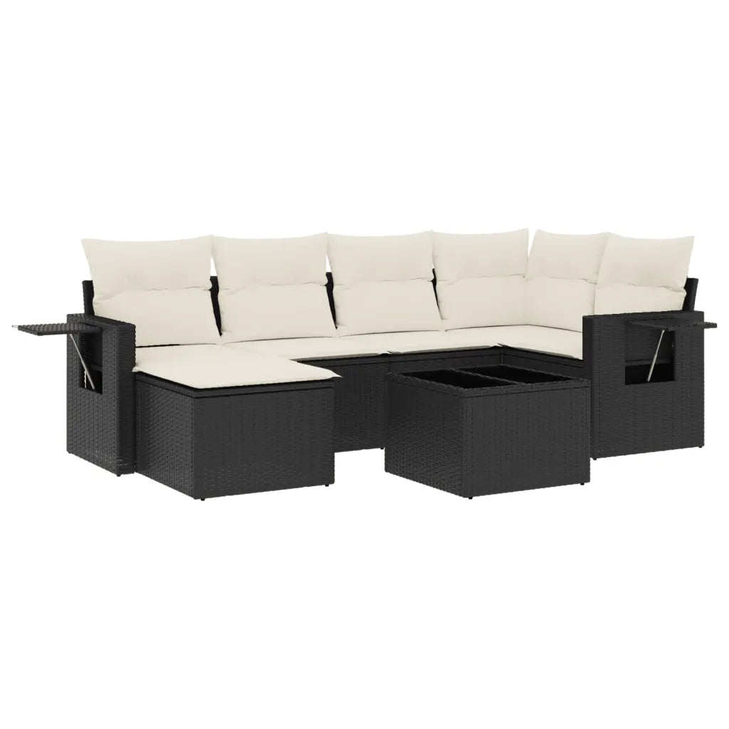 Set Divani da Giardino con Cuscini 7pz Nero Polyrattancod mxl 112399