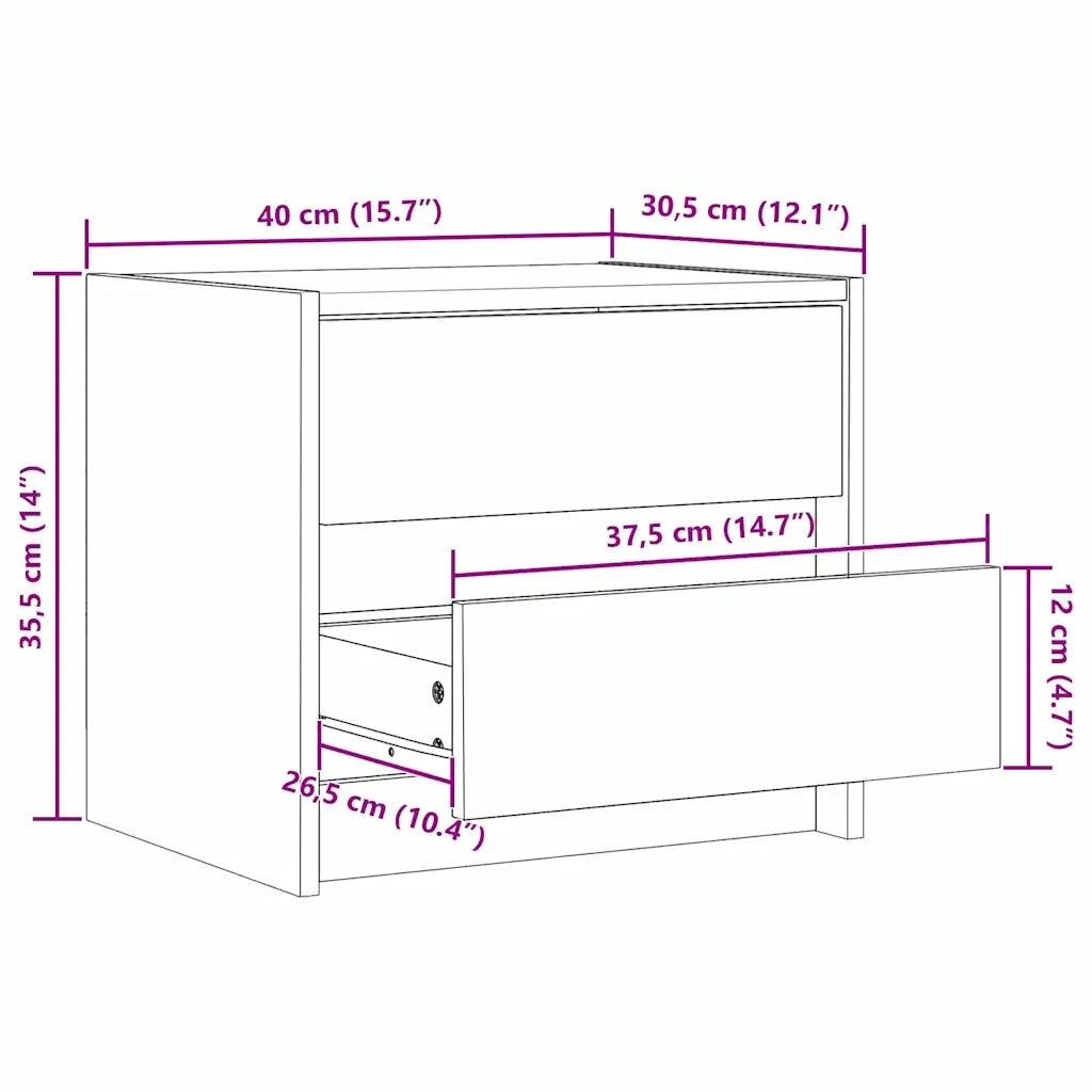 Comodini Marrone cerato 40 x 30.5 x 35.5 cm Legno di pino 863949
