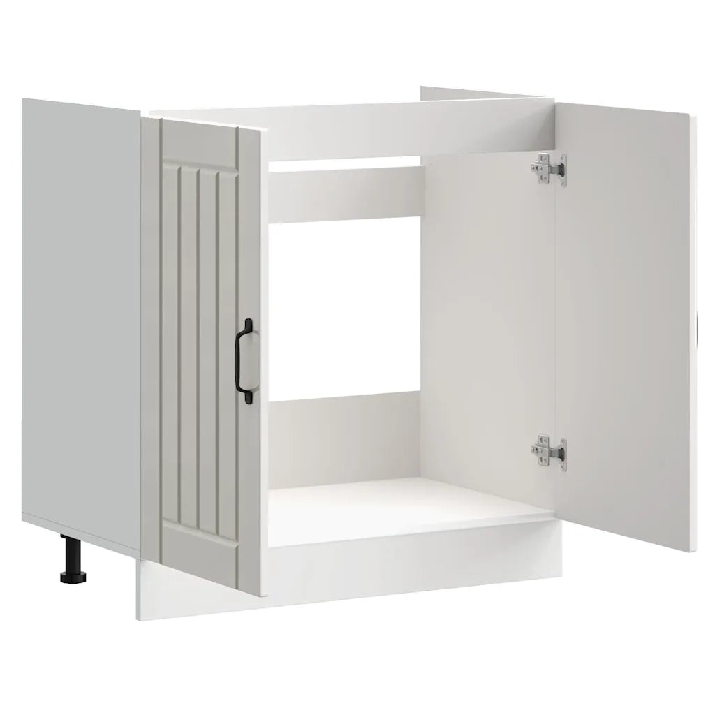 Mobile Base Lavello Lucca Bianco Lucido in Legno Multistrato 853689
