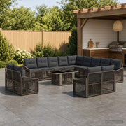 Set Divano da Giardino 14 pz Grigio e Grigio Scuro polyrattan 3437336