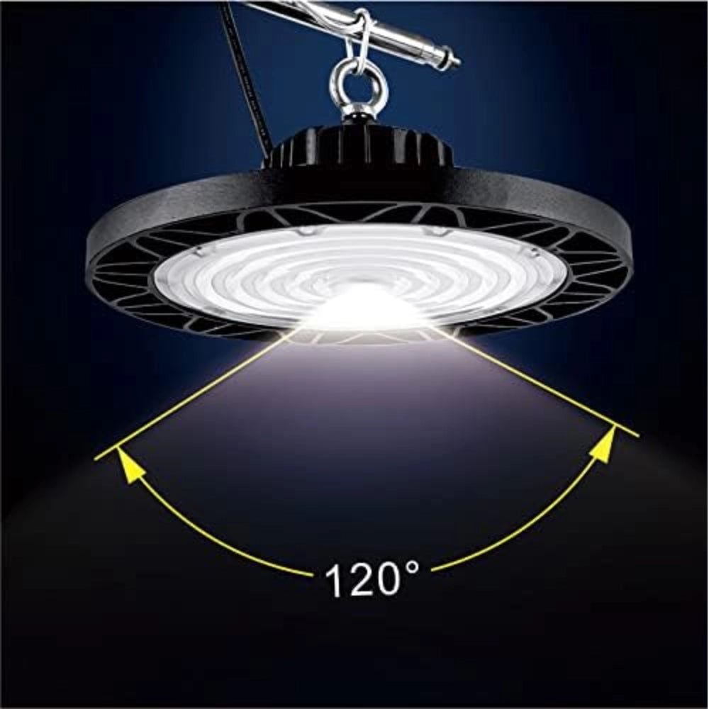 Riflettore industriale led ufo high bay colore nero 150 watt 15000 lumen luce naturale ip65