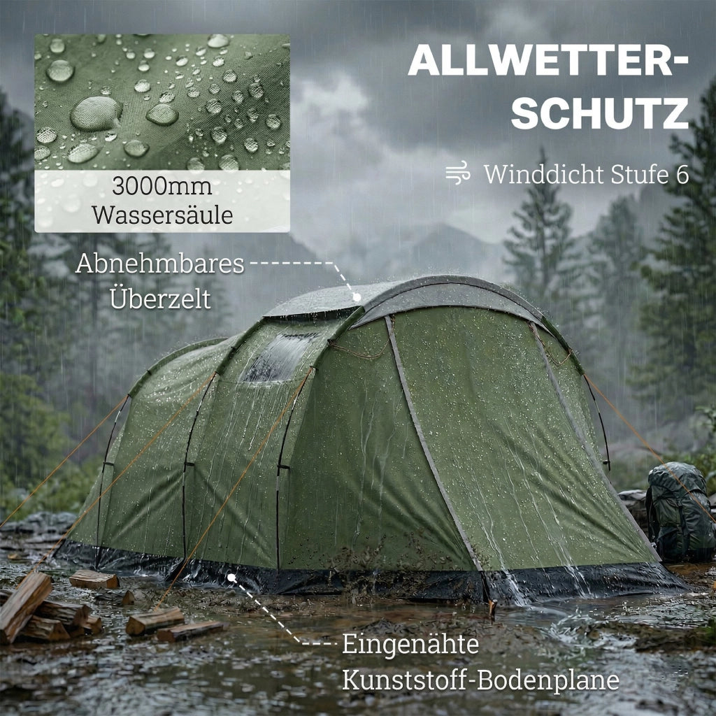 Tenda da campeggio familiare 3-4 persone ¨C zephmum ¨C Verde 3000mm impermeabile