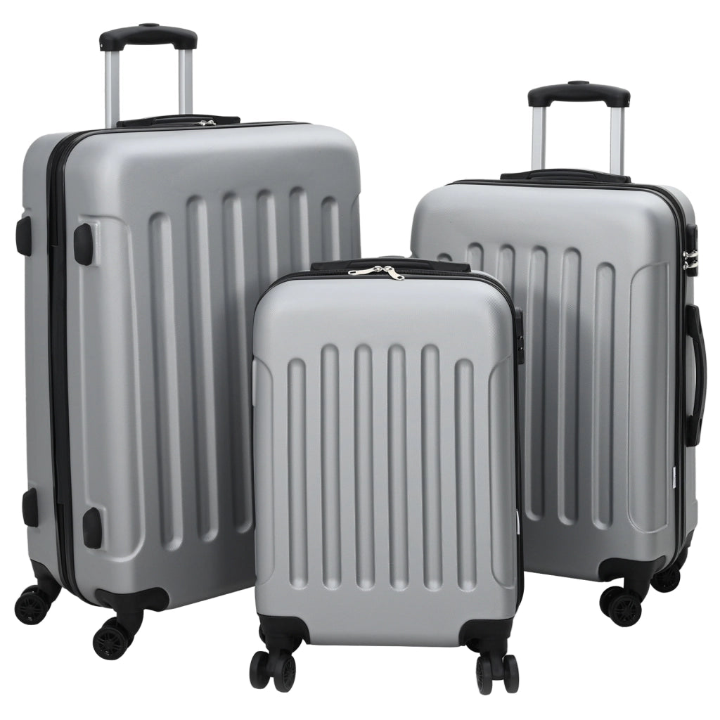 Set di valigie 3 pcs Bagaglio rigido Argento 20'' 24'' 28'' ABS