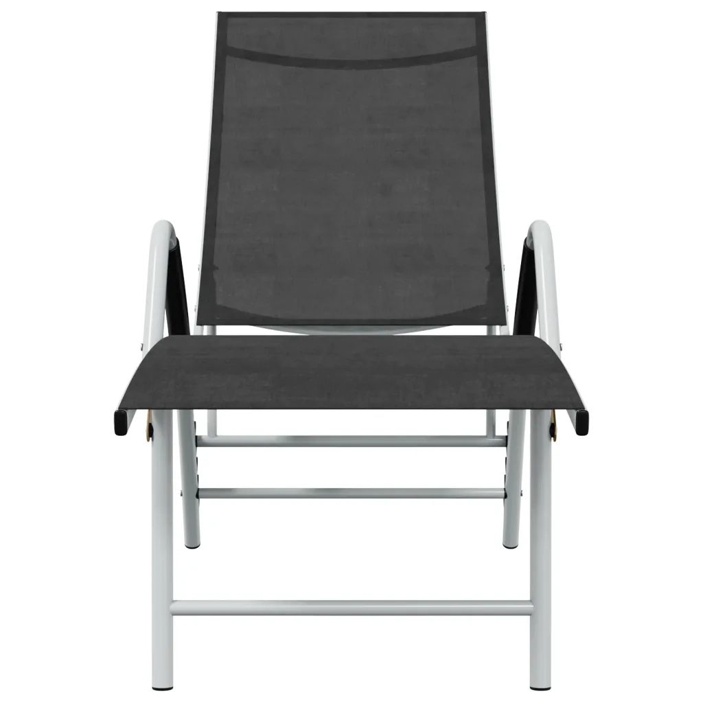 Lettino Prendisole in Textilene e Alluminio Nero 310521