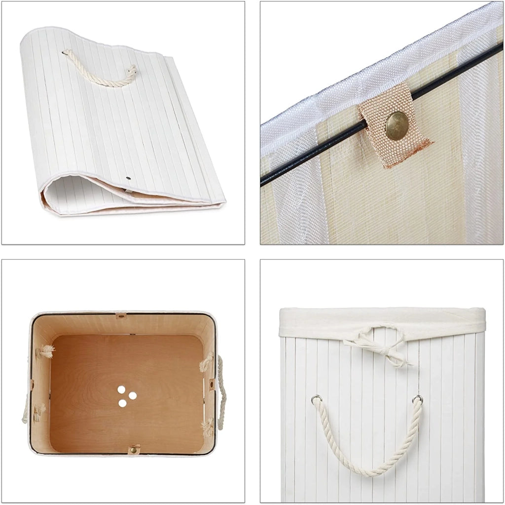 Cesto portabiancheria rettangolare con sacco in cotone 65,5 cm bambù bianco 13_0001905_3