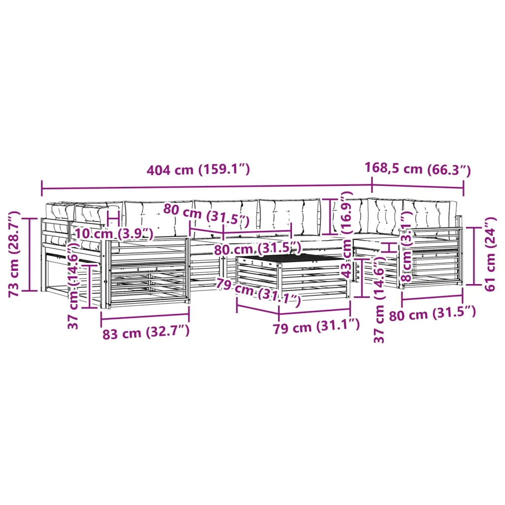 Set di divani da esterno 8 pz Bianco e Antracite 3390217