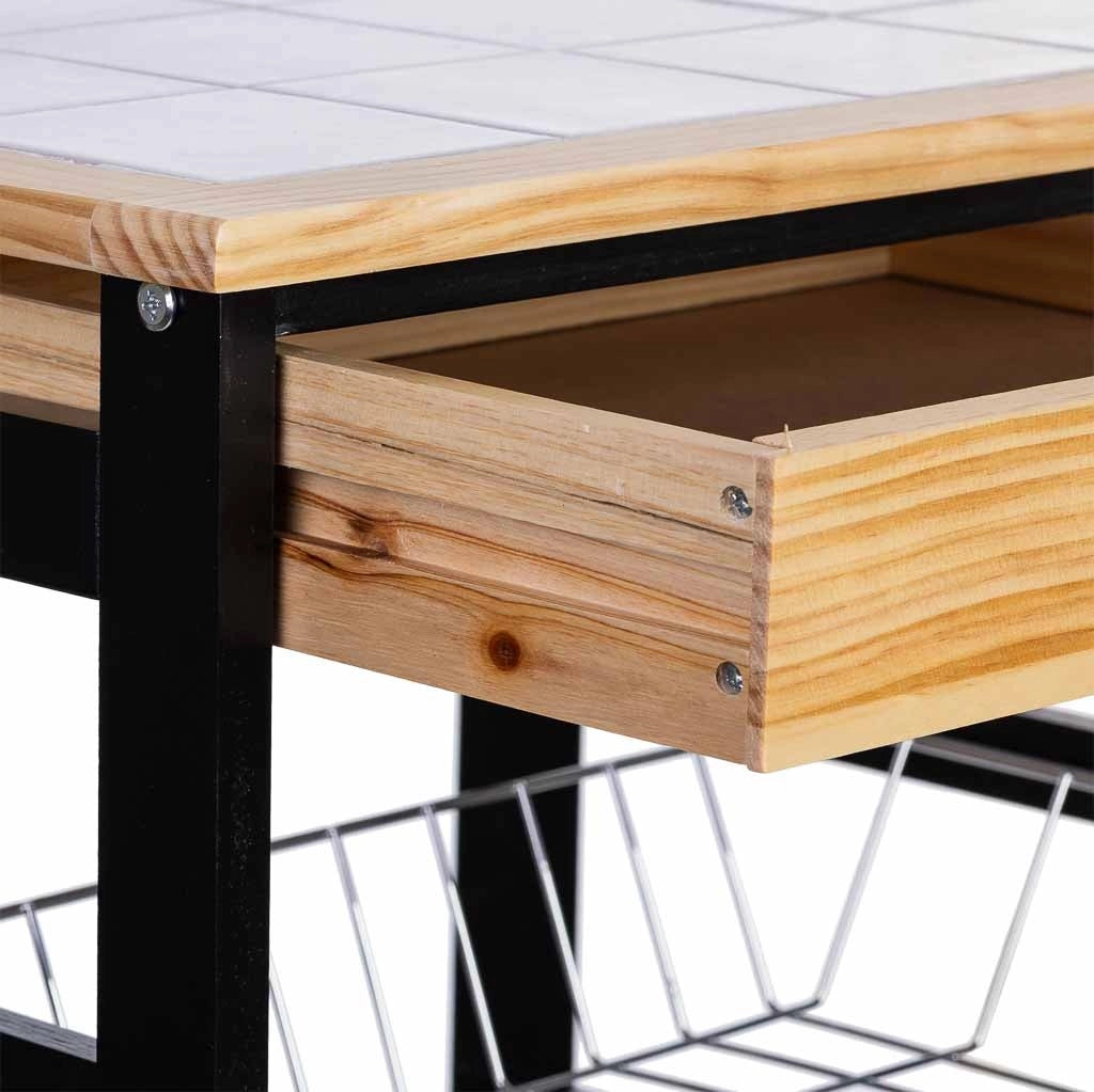 Carrello cucina in legno, 47x37x82h cm, nero