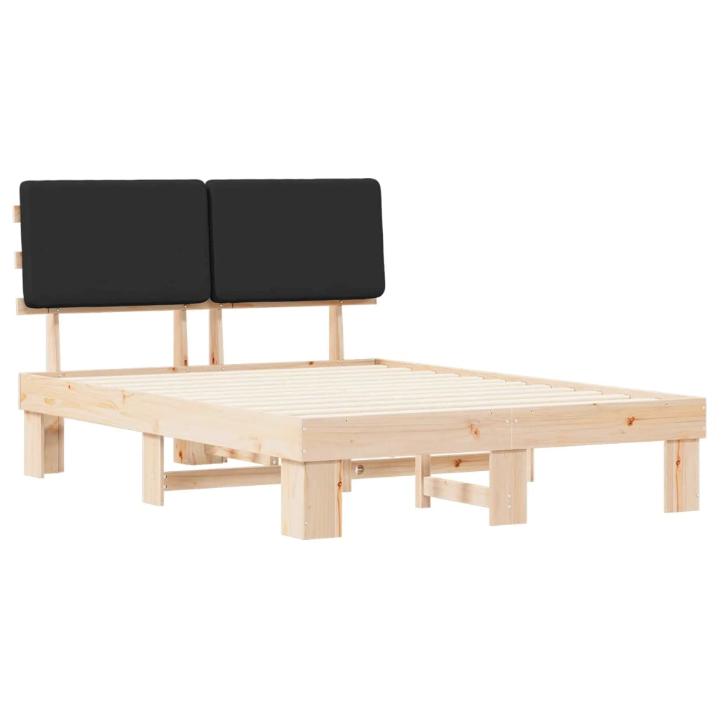 Letto con Testiera Rivestita Nero 160 x 200 cm Pino massello 877336