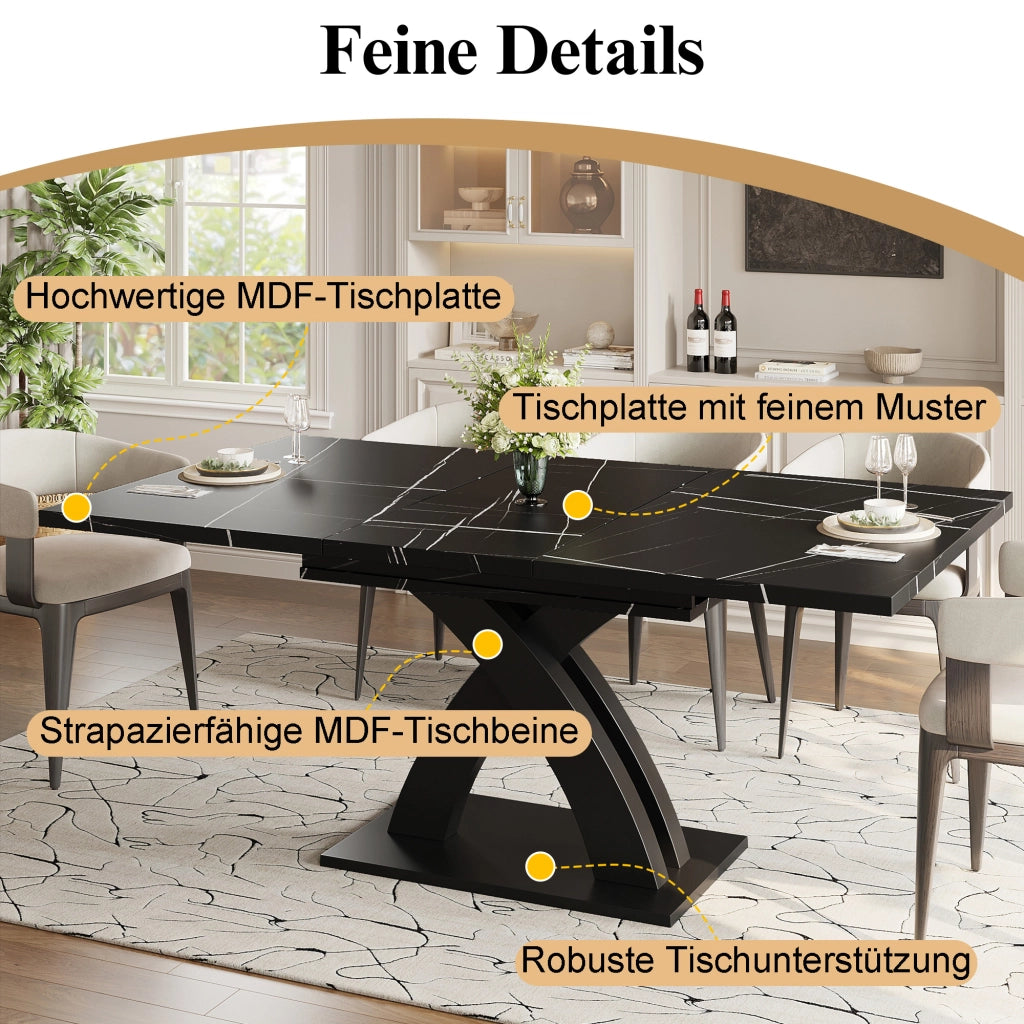 TAVOLO DA PRANZO ESTENSIBILE 120-160 x 80 x 76 cm MDF Nero