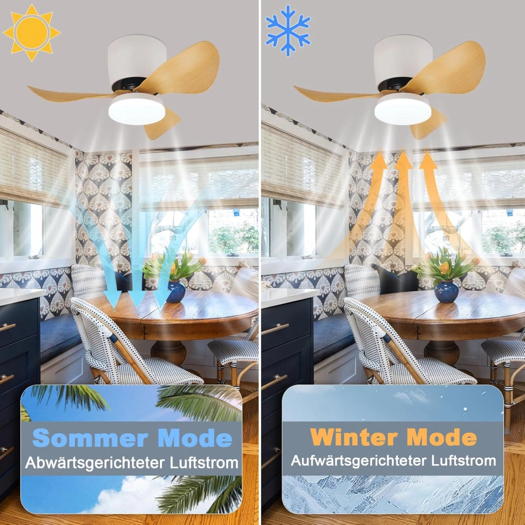 ZMH Ventilatore da soffitto con illuminazione e telecomando Lampada da soffitto LED dimmerabile da 23 W con ventilatore