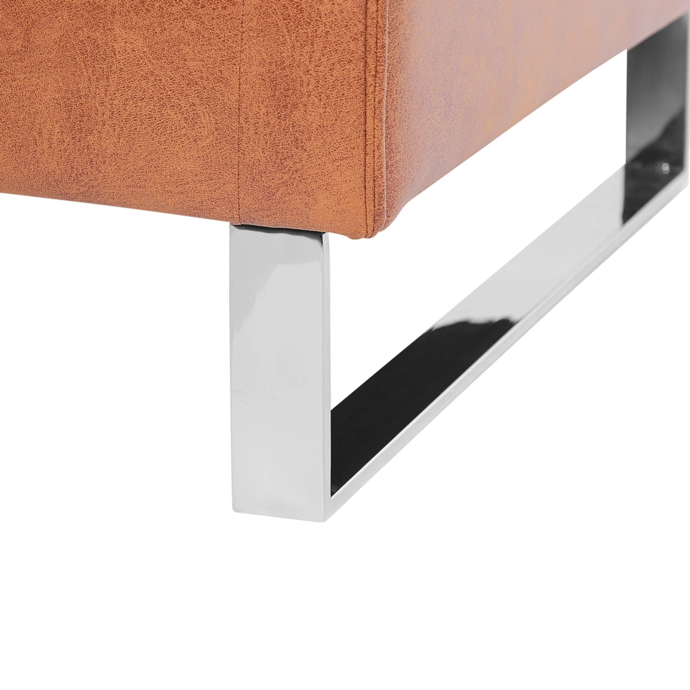 Poltrona Golden Brown Ecopelle Gambe in metallo Retro