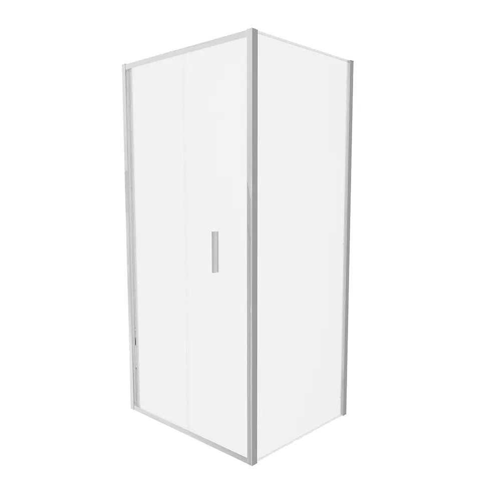Box doccia slim 80x80cm con porta a libro e parete fissa profili cromati e vetro 6mm opaco h190| Portofino