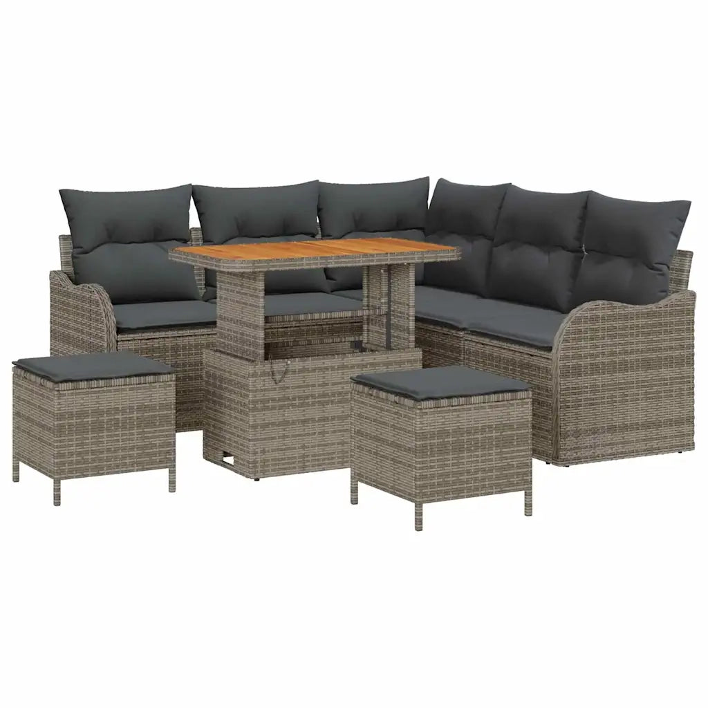 Set Divano da Giardino con cuscino 8 pcs Grigio polyrattan 3362268