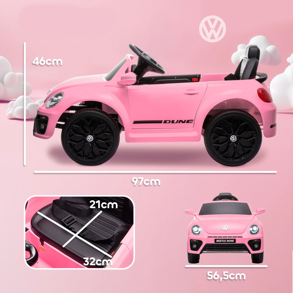 Auto Bambini Elettrica VW Beetle ¨C Minimal ¨C Rosa 3-5 km/h con Telecomando e Musica