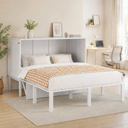 Letto a scomparsa verticale 140x200 cm in legno; salvaspazio; bianco