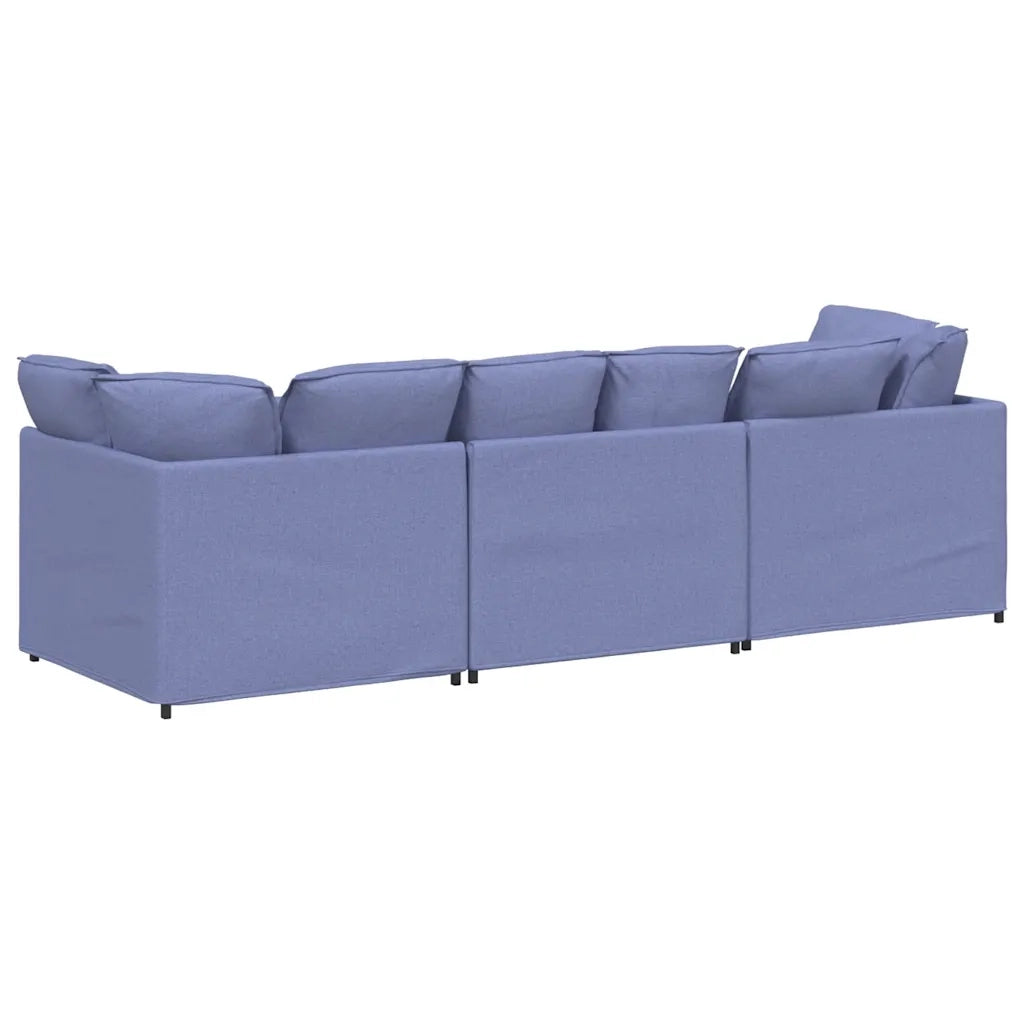 Divano Modulare con Cuscini in Tessuto Jeans Blu 3321277