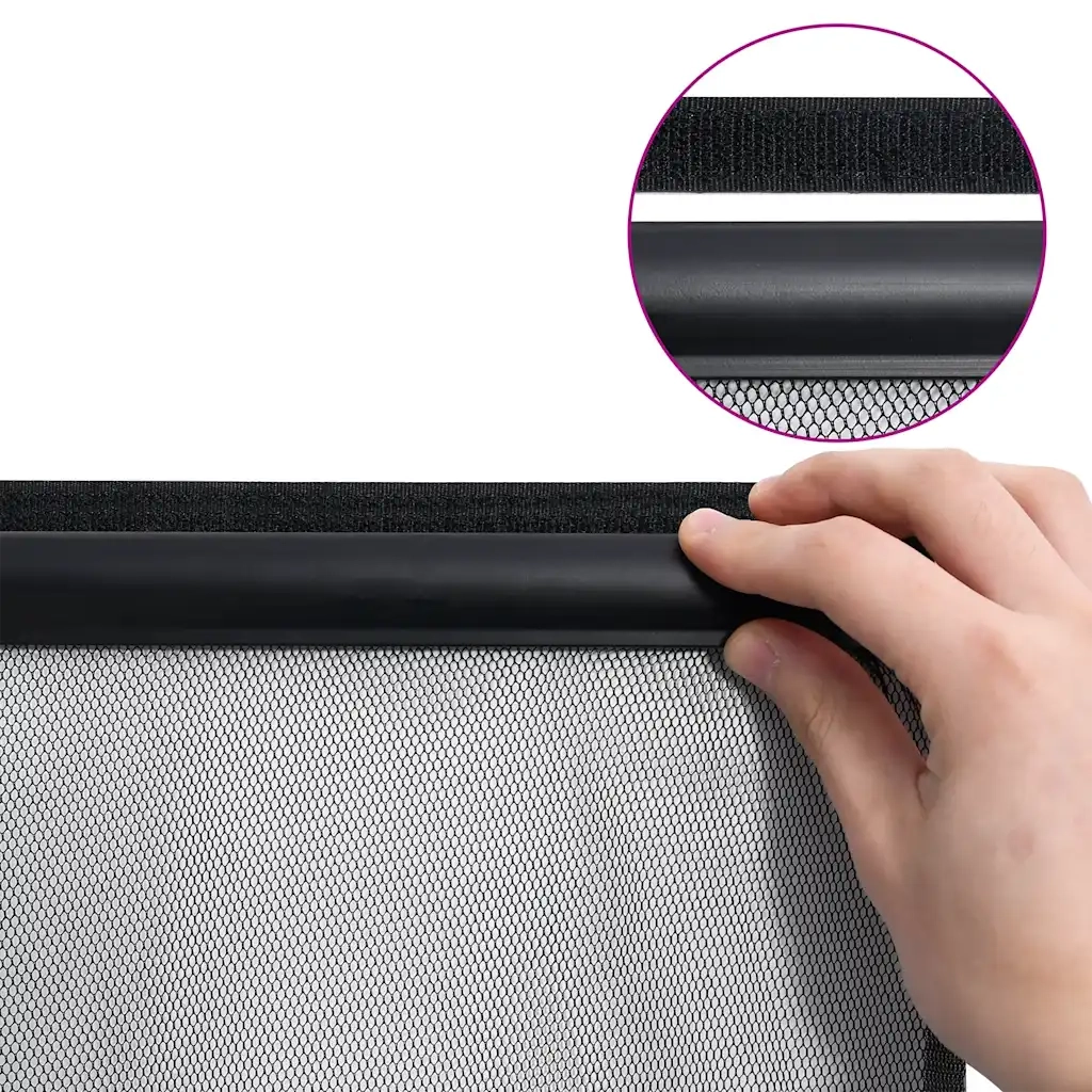 Zanzariera Porta con Tenda in Rete Nera 100x220 cm Poliestere 148710