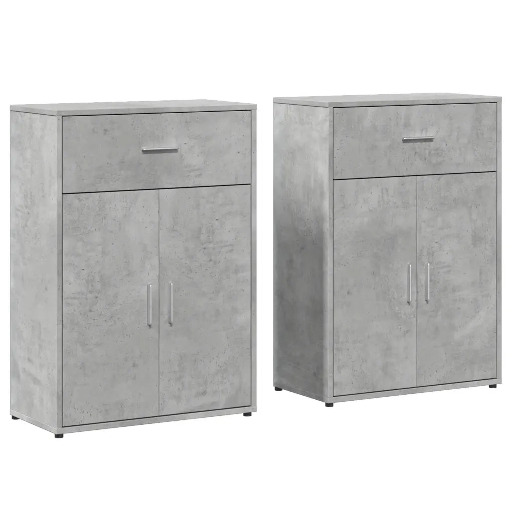 Credenze 2 pz | Madia | Buffet da pranzo | Armadio da pranzo Grigio Cemento 60x30x84 cm in Legno Multistrato
