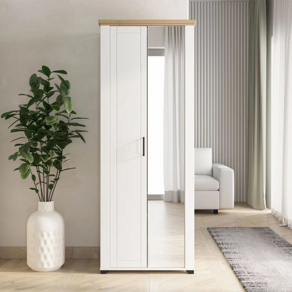 Armadio Camera da Letto Vittuone, Guardaroba 2 Ante Appendiabiti, 75x194.5h cm Bianco