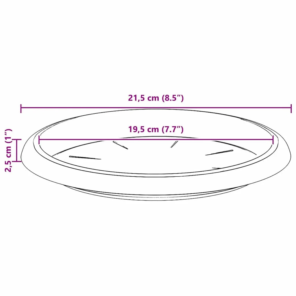 Set di 24 vassoi rotondi per fiori per uso interno/esterno 14 x 2 cm in plastica nera 02_0059357