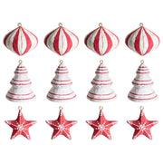 Set di 12 decorazioni natalizie per l'albero di Natale bianche e rosse  Decorazioni in cartapesta da appendere Decorazioni per Natale