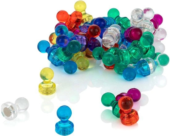 50 magneti cilindrici colorati per lavagna (11 x 17 mm) Magneti forti per frigorifero e lavagna magnetica, inclusi contenitori di conservazione