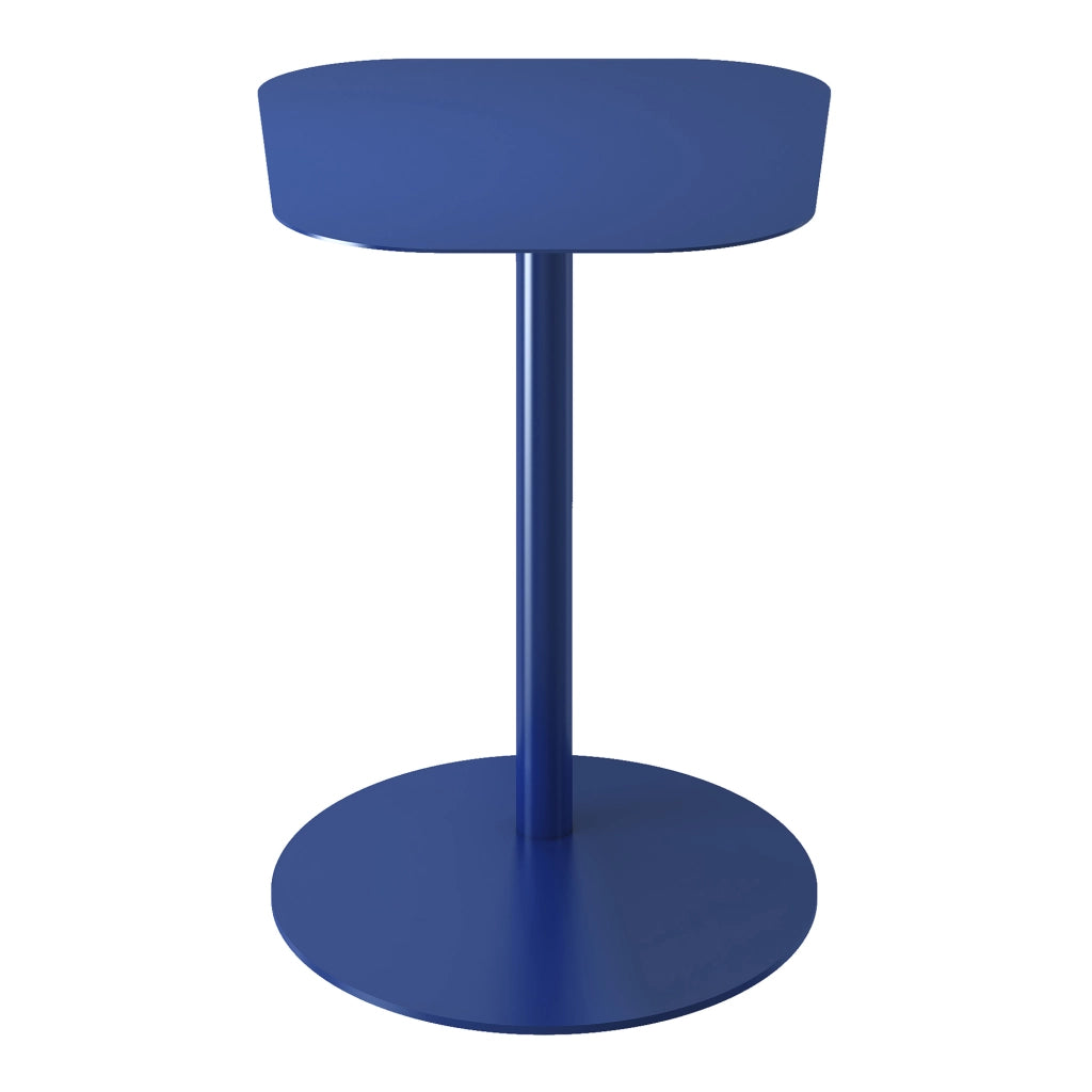 Tavolino Laterale Nastätten in Metallo con Piano di Appoggio Trapezoidale - Blu Scuro [en.casa]