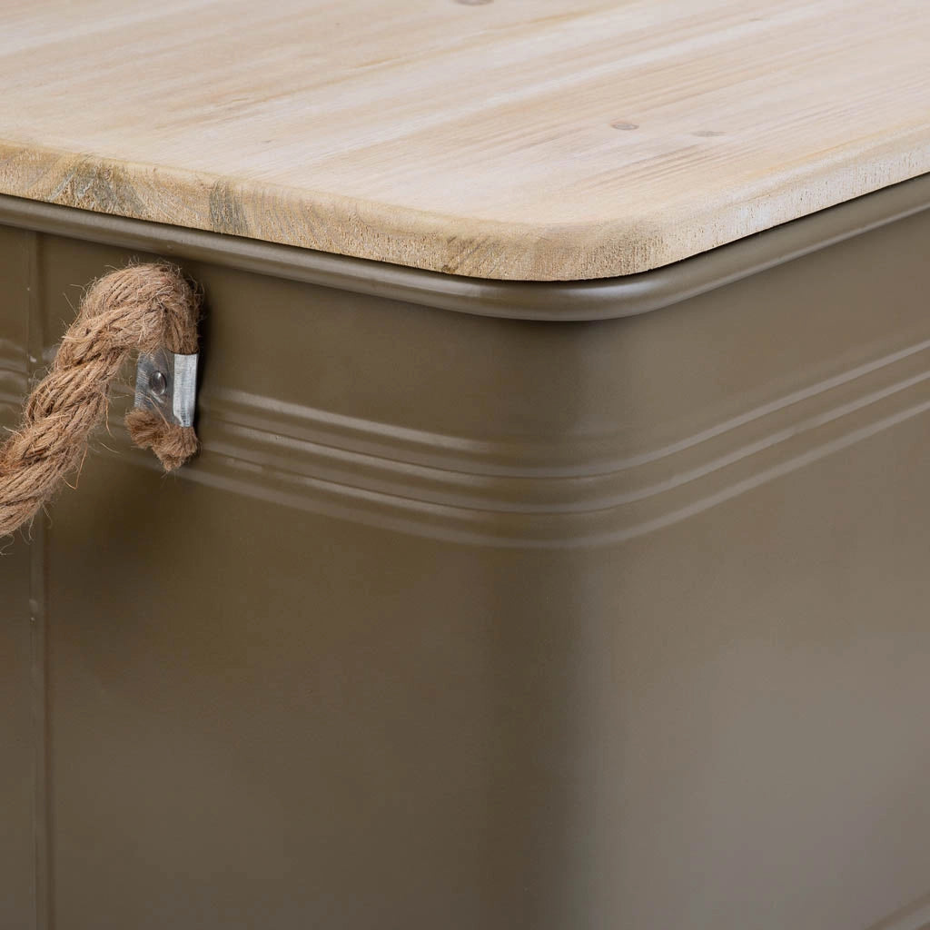 Baule in metallo verde 60x38x33h cm