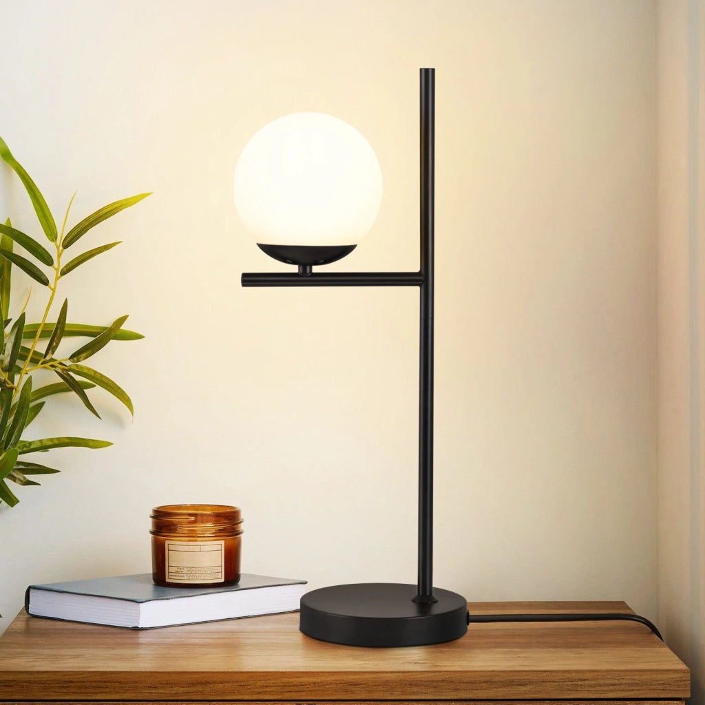 ZMH Lampada da tavolo vetro nero moderno E27 soggiorno per camera letto ufficio senza lampadina