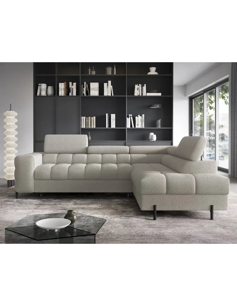 Divano angolare destro convertibile Beige 5 posti FERRUM con chaise longue 276x93x200cm