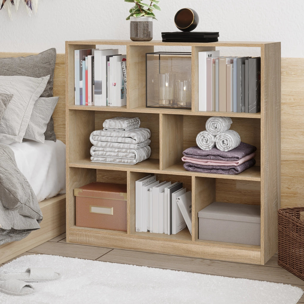 Libreria Scaffale 8 Ripiani ¨C zephmum ¨C Quercia 97.5x30x100 cm