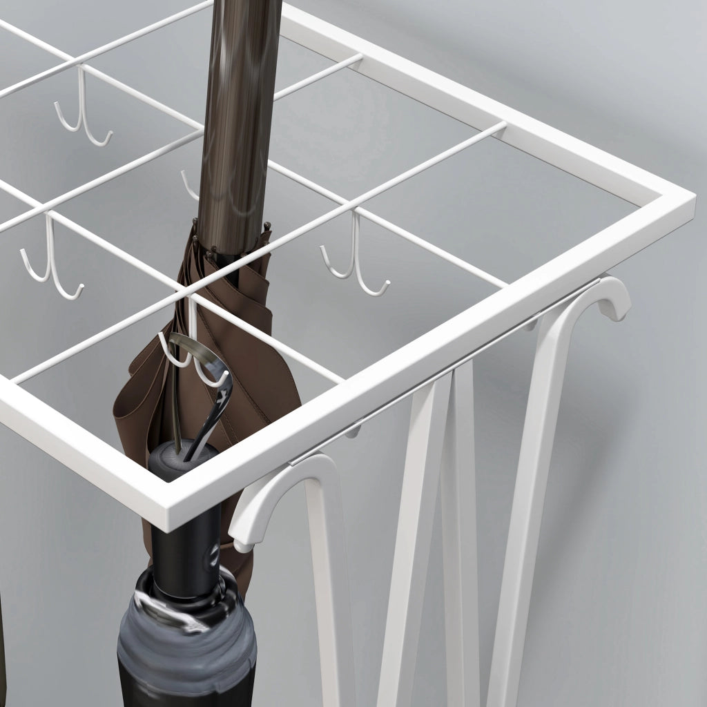 Portaombrelli Moderno con 21 Spazi e 24 Ganci ¨C Minimal ¨C Bianco 50x24x68 cm