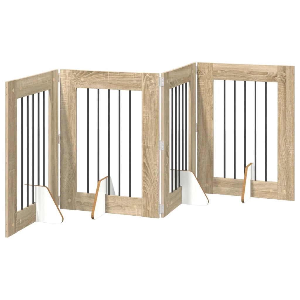 Cancello per cani con supporti 4 pcs Rovere Sonoma 60 x 80 cm 892098