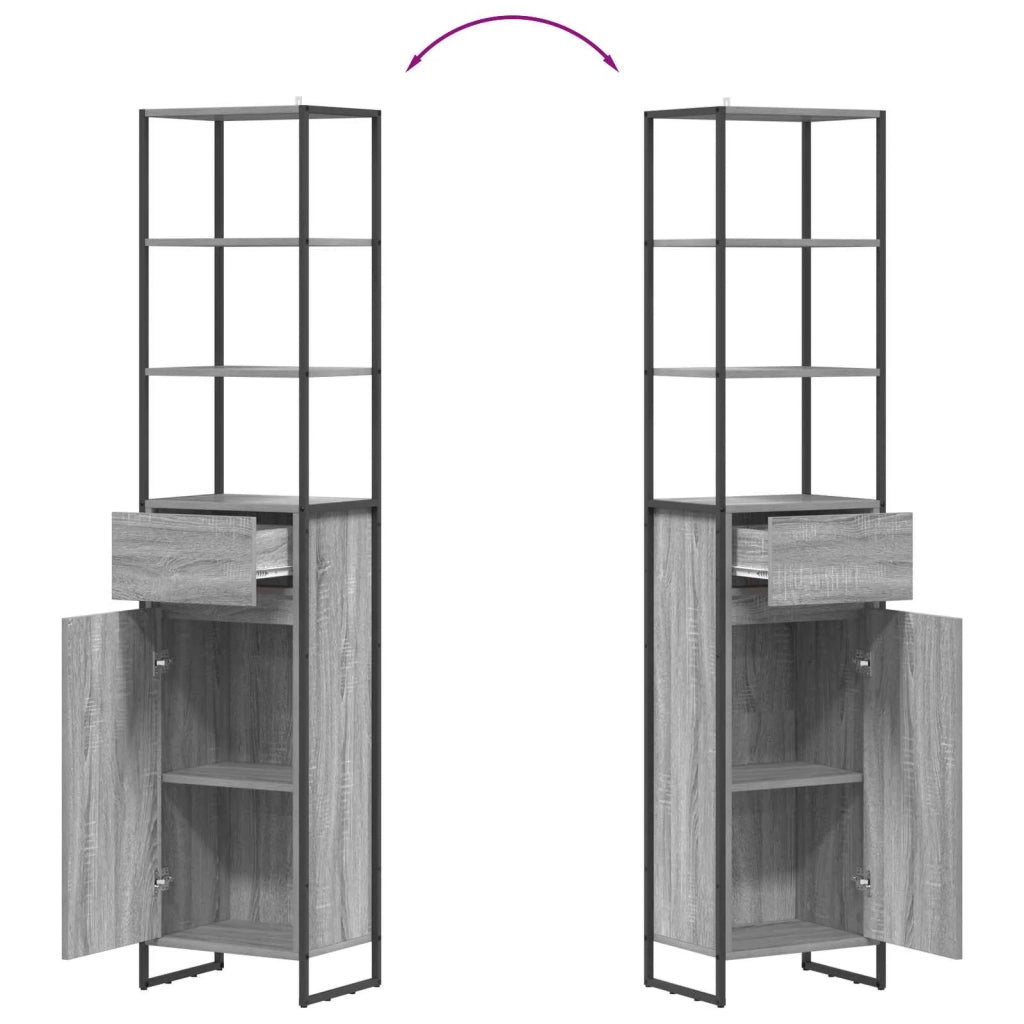 Mobile da Bagno con cassetto Grigio Sonoma 40 x 30 x 180 cm 886495