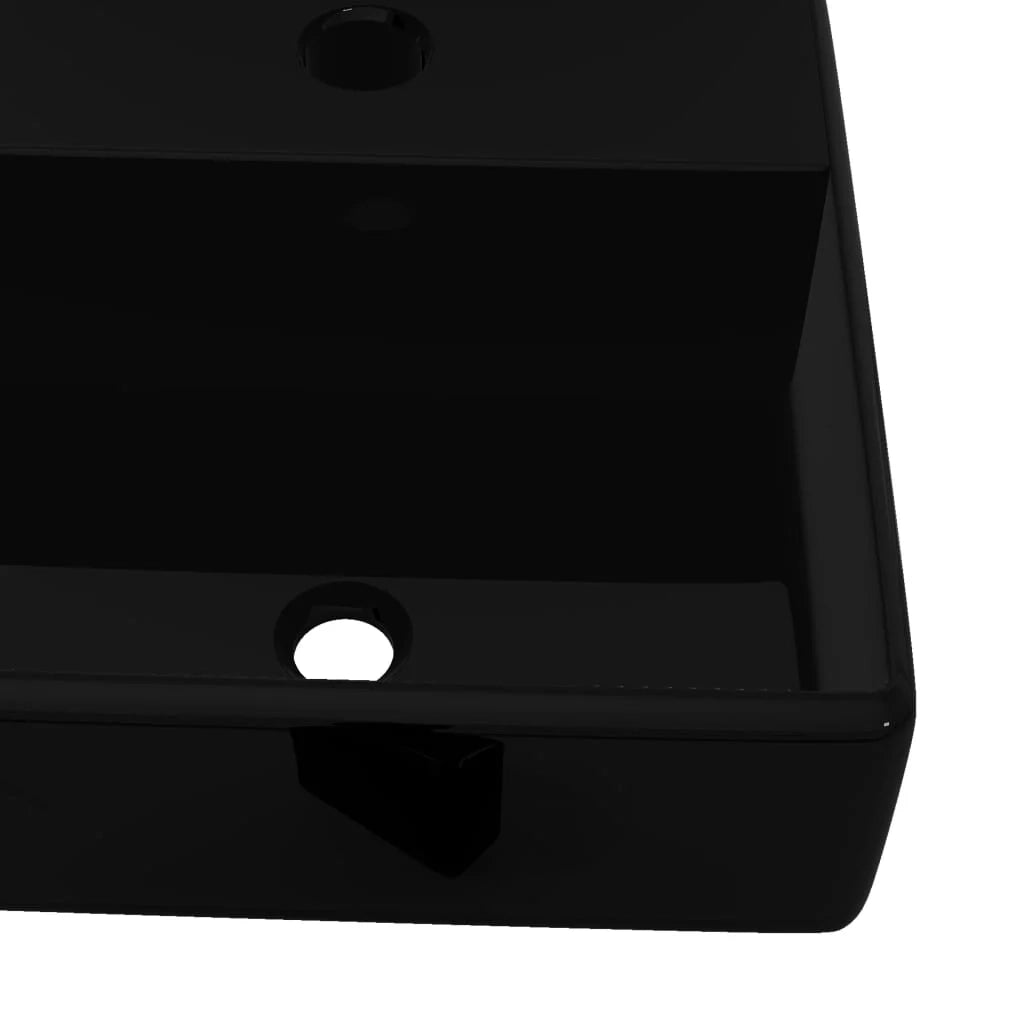 Lavabo rettangolare con foro 38 x 30 cm per bagno ceramica nera 02_0002516