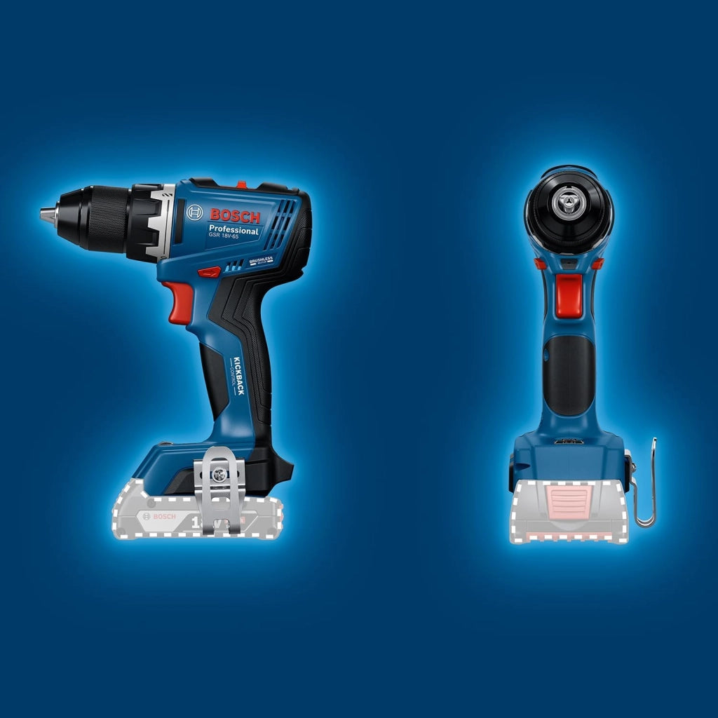 Bosch Professional 18V System Trapano-avvitatore a batteria GSR 18V-65 (motore brushless, lunghezza della testa 166, incl. 2 batterie GBA 4.0Ah, 82AC, L-Case)