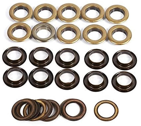 Kit di Grommet per Tessuti Antichi - Orecchioni in Ottone - Orecchioni per Pelli - Tastiera per Orecchioni Inclusa - 20 Set - Orecchioni di Alta Qualità in Rame