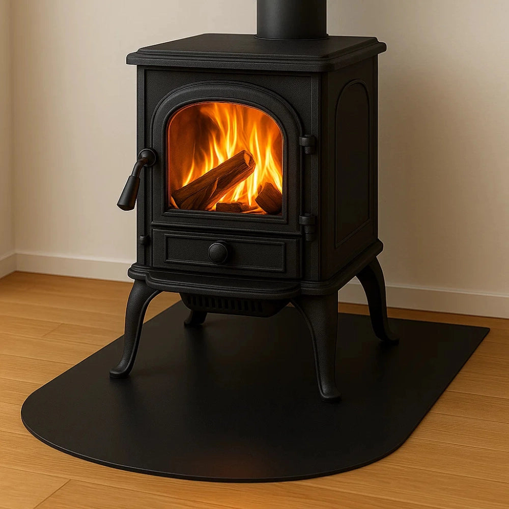 Pedana salva pavimento in lamiera stufa a pellet protezione cenere fuliggine *** misure 900 x 800 mm (tonda), confezi...