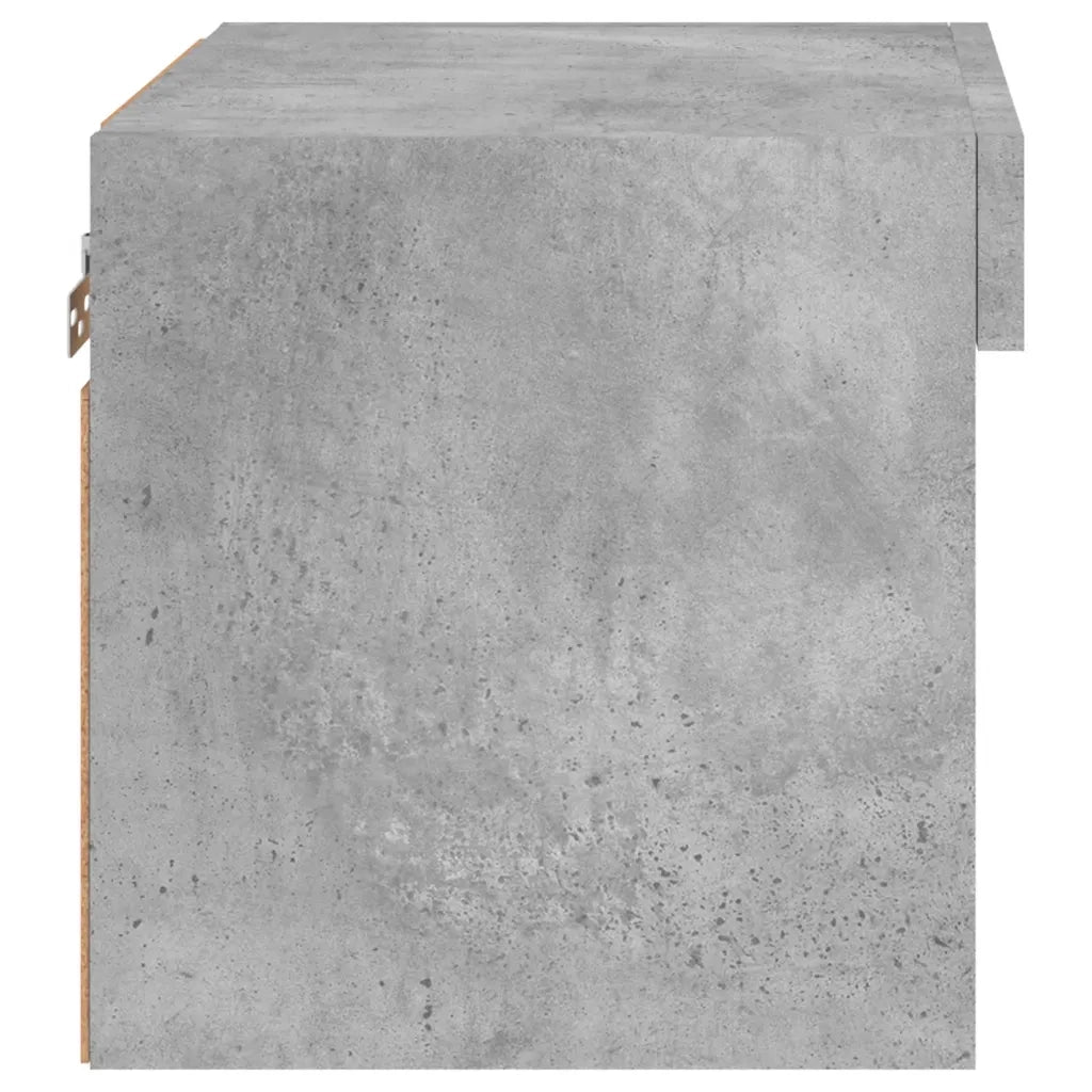 Comodino con Luci LED a Parete-Tavolino da notte Grigio Cemento 537878