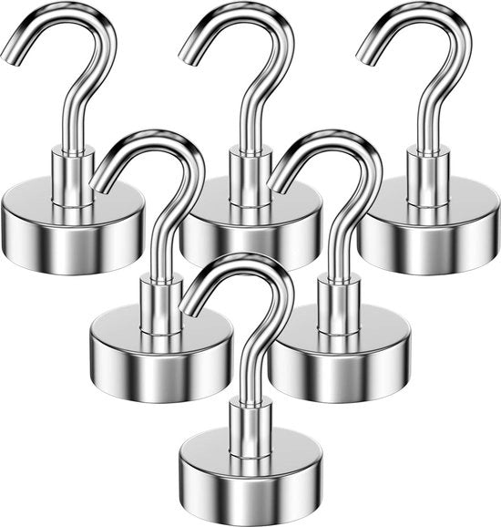 6 pezzi di attacchi magnetici a 20 mm con forza di attrazione di 9 kg, attacchi magnetici rimovibili con magneti neodymium a forma rotonda per cucina, frigoriferi, soffitti, piccoli