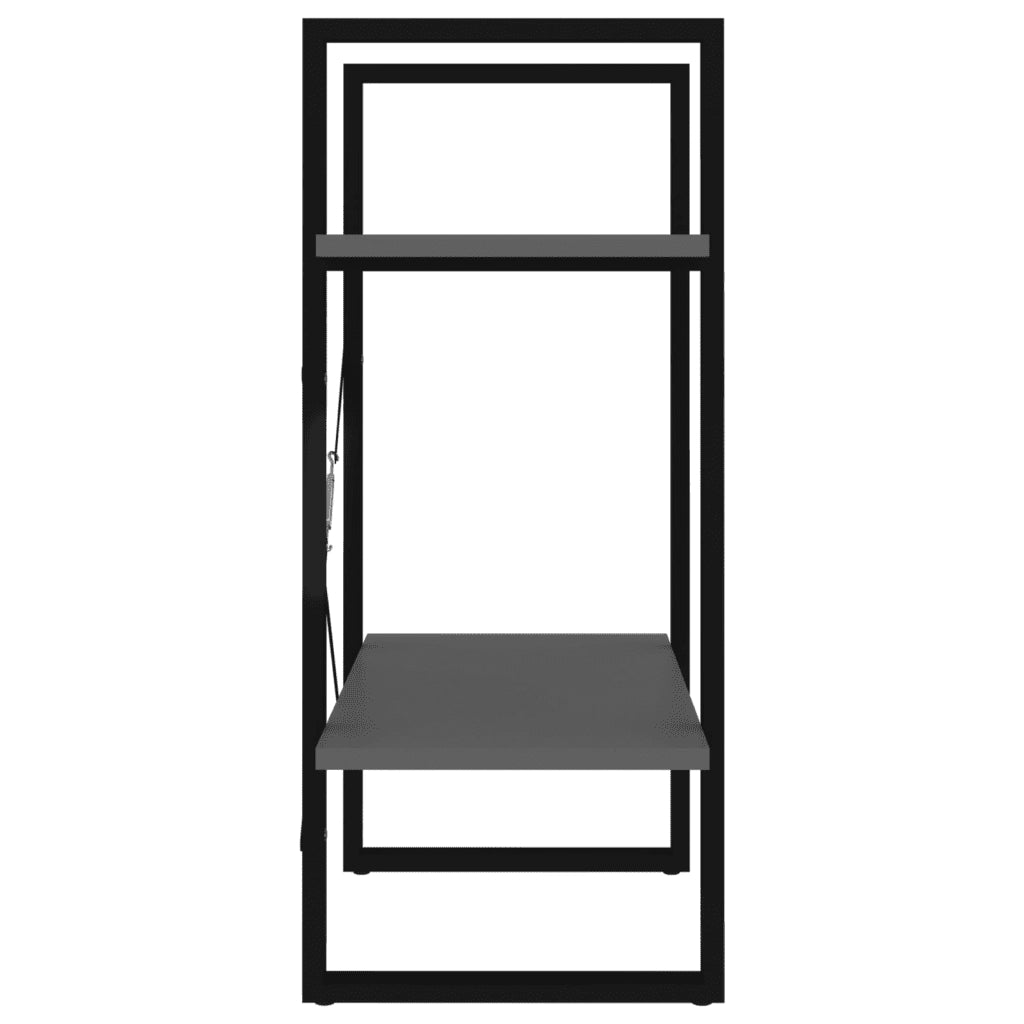 Libreria a 2 Ripiani-Scaffale per Libri-Mobile di Stoccaggio Grigia 60x30x70 cm in Legno Multistrato
