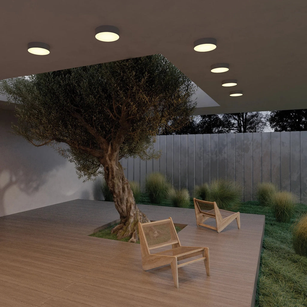 Maytoni Lampada a soffitto moderna Zon IP 1 luce LED integrato IP65 nero alluminio diffusore plastica