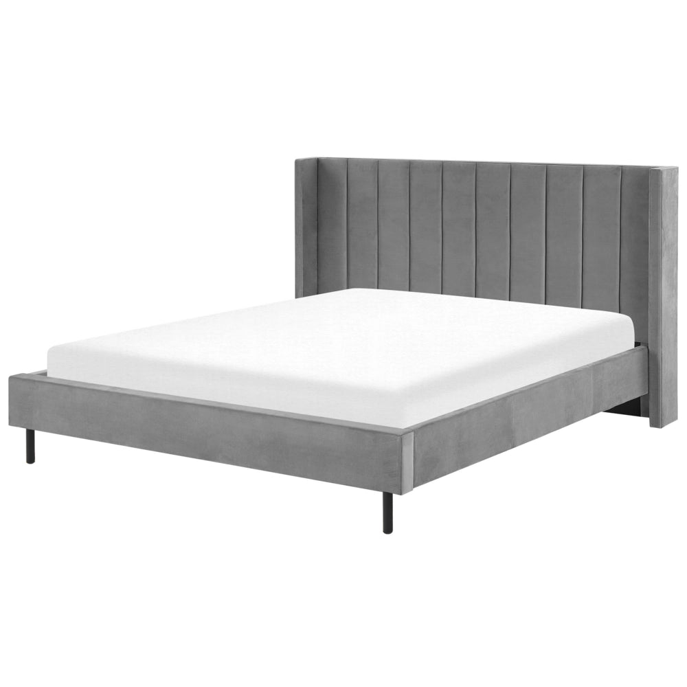 Letto matrimoniale 180 x 200 cm Rete a doghe in velluto grigio
